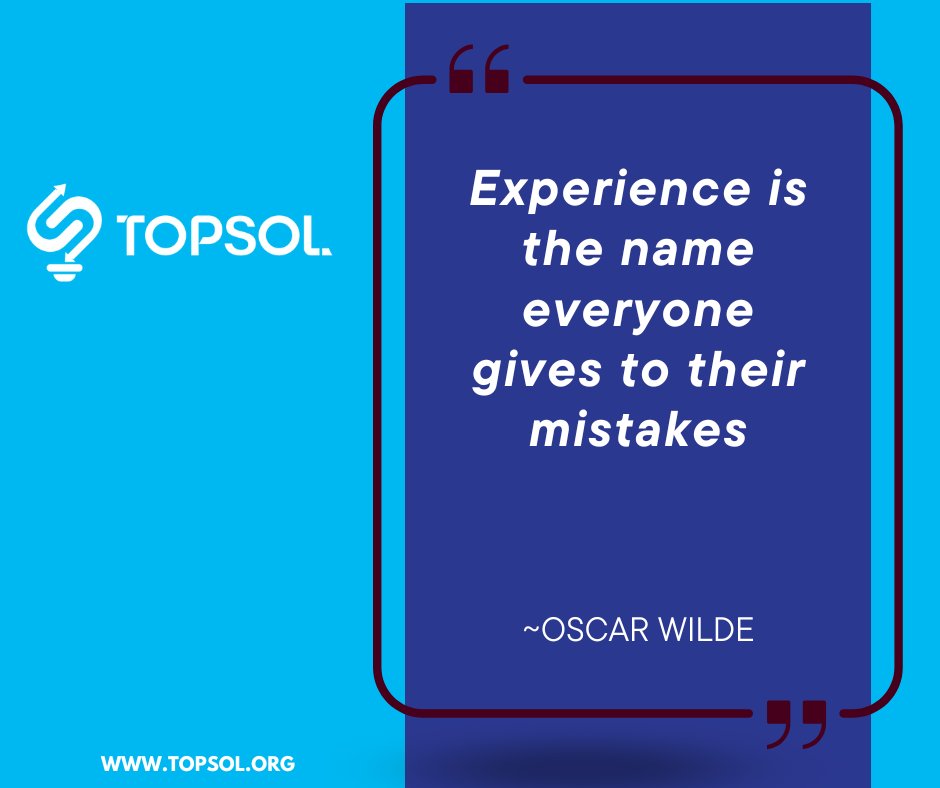 Embrace the Power of Experience: Every line of code, every bug encountered, and every challenge overcome is a stepping stone towards your success as a developer
#learnandgrow #topsol #ExperienceIsKey #MistakesToMastery #topsolorg