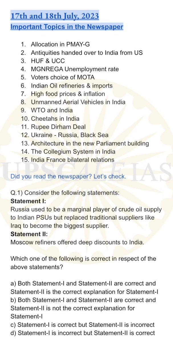 UpscaleIAS's tweet photo. There is NO alternative to newspaper reading. Join our programmes here for daily highlighted articles. https://t.co/nI0g1OfRFV #upsc #ias #upscmeme #ips #prelims #csat https://t.co/BDPoQeKEPz