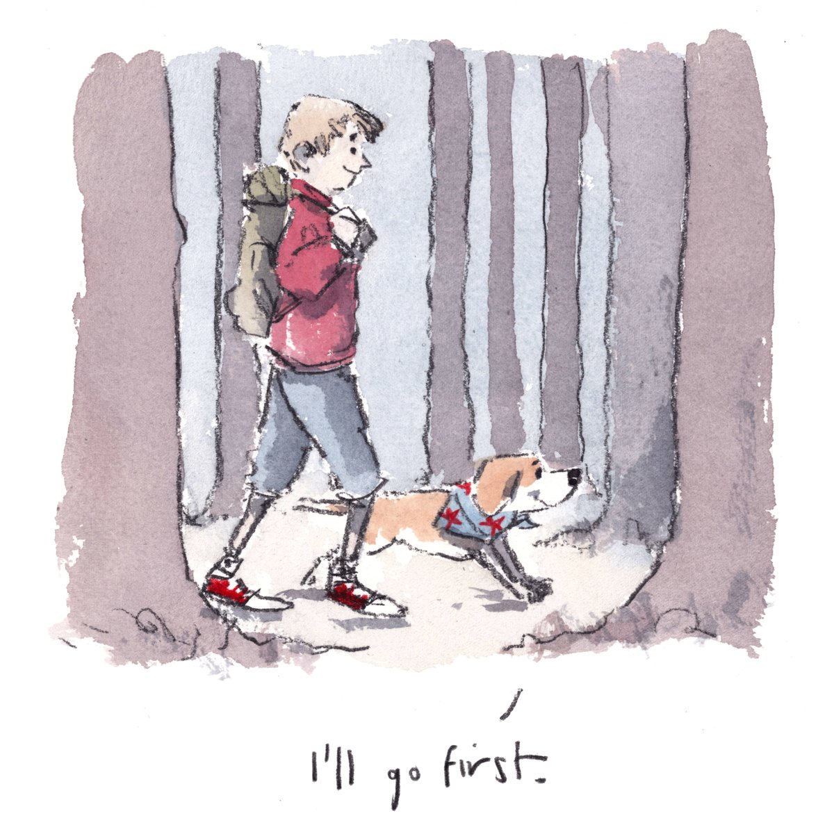 iaindwelch's tweet image. I hope that you are having a really lovely day so far, lovely people and lovely dogs.
These two are taking turns being brave as they walk through the dark woods.
I'm wishing you the very best for the rest of your day.
#hoorayfordogs #brave