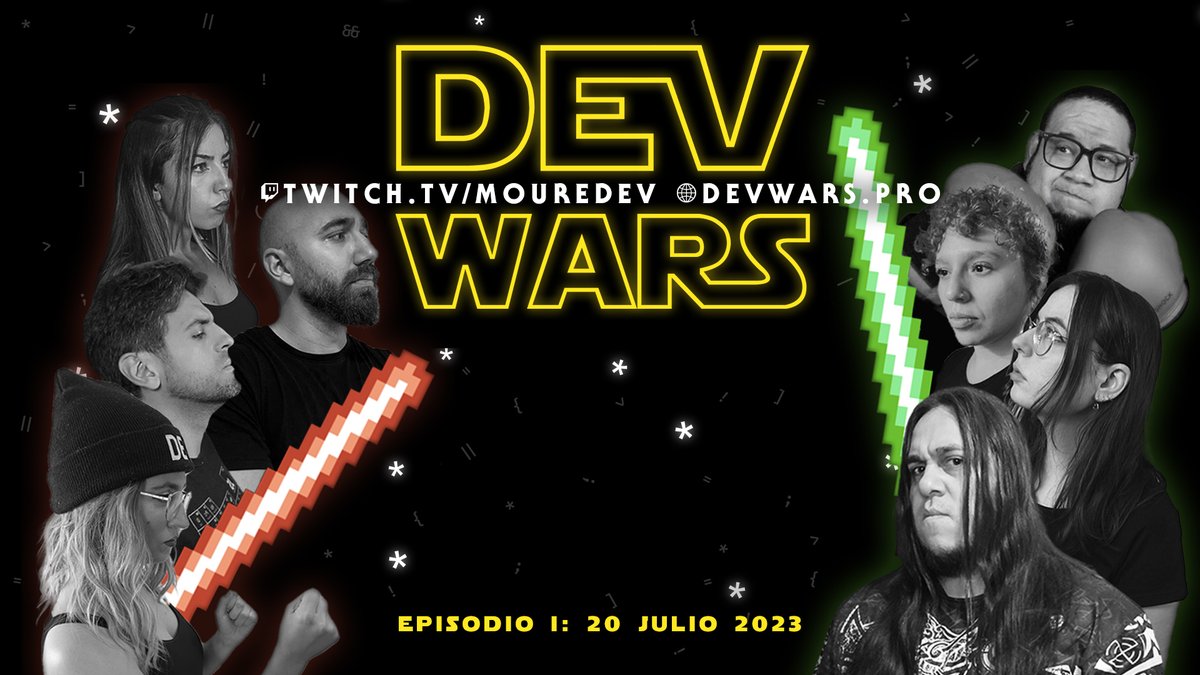 MoureDev's tweet photo. Quedan 2 días para las #DevWars... Y ya tenemos los equipos!
¿#EquipoRojo o #EquipoVerde?
Tienes toda la información en https://t.co/mOIO73qDeF https://t.co/NWfdhJDeSB