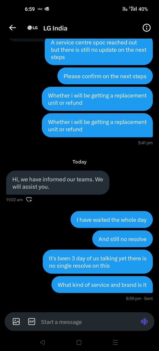 reflejar's tweet photo. @LGIndia @LGIndia @Flipkart @flipkartsupport  please stop this #scam if you can't service a product stop selling it. What is even the point of #warranty if the it takes 20 days for even a response to come. https://t.co/42zRWpSo2k