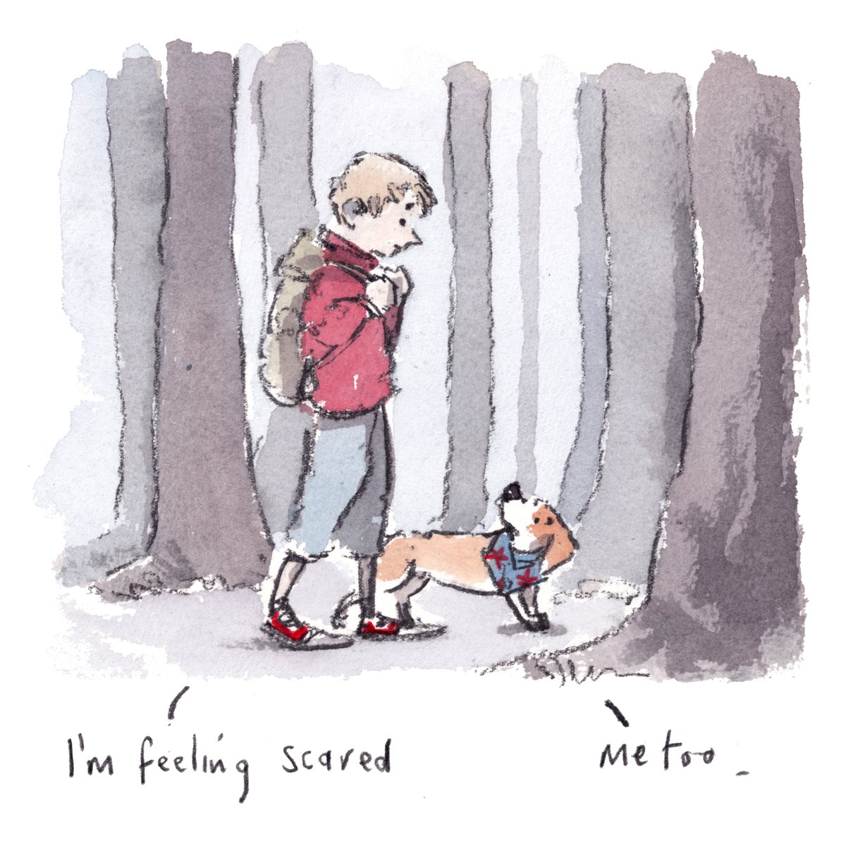 iaindwelch's tweet image. I hope that you are having a really lovely day so far, lovely people and lovely dogs.
These two are taking turns being brave as they walk through the dark woods.
I'm wishing you the very best for the rest of your day.
#hoorayfordogs #brave
