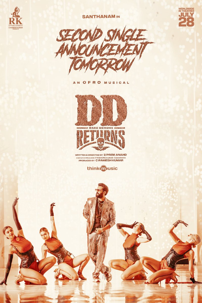 Think Music (@thinkmusicindia) on Twitter photo Another vibrant song coming your way!
#DDReturns second single announcement tomorrow
A <a href="/ofrooooo/">ofRo</a> musical
<a href="/iamsanthanam/">Santhanam</a> <a href="/Surbhiactress/">Surbhi</a>
<a href="/iampremanand/">premanand</a> <a href="/RKEntrtainment/">RK Entertainment</a>
<a href="/dopdeepakpadhy/">deepak kumar padhy</a> <a href="/dineshashok_13/">Dinesh_ashok</a> <a href="/onlynikil/">Nikil Murukan</a> Another vibrant song coming your way!
#DDReturns second single announcement tomorrow
A <a href="/ofrooooo/">ofRo</a> musical
<a href="/iamsanthanam/">Santhanam</a> <a href="/Surbhiactress/">Surbhi</a>
<a href="/iampremanand/">premanand</a> <a href="/RKEntrtainment/">RK Entertainment</a>
<a href="/dopdeepakpadhy/">deepak kumar padhy</a> <a href="/dineshashok_13/">Dinesh_ashok</a> <a href="/onlynikil/">Nikil Murukan</a>