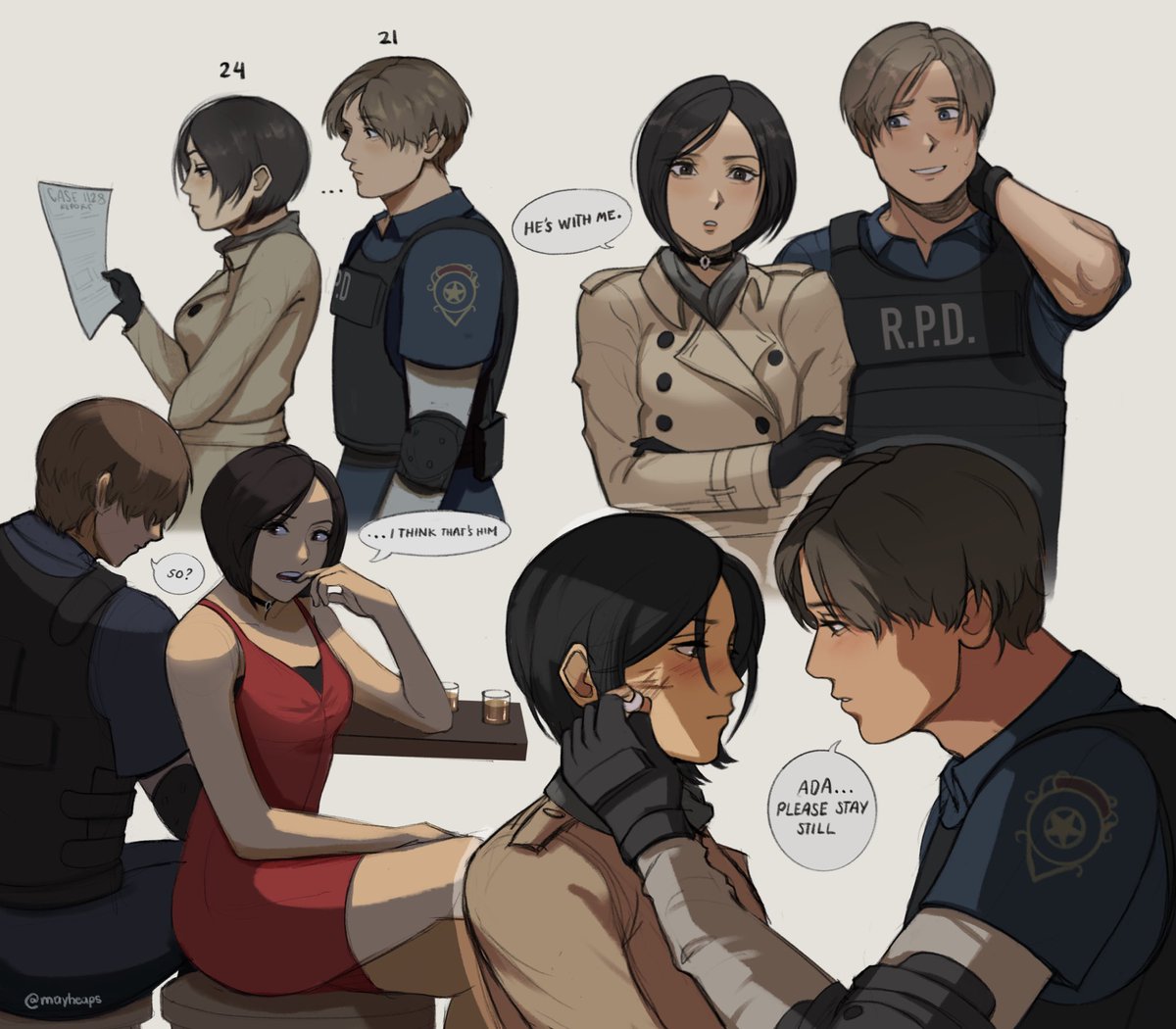 mayheaps's tweet photo. rookie cop leon x detective ada 🚔🧥
#ResidentEvil https://t.co/z1ZCPb5zv7