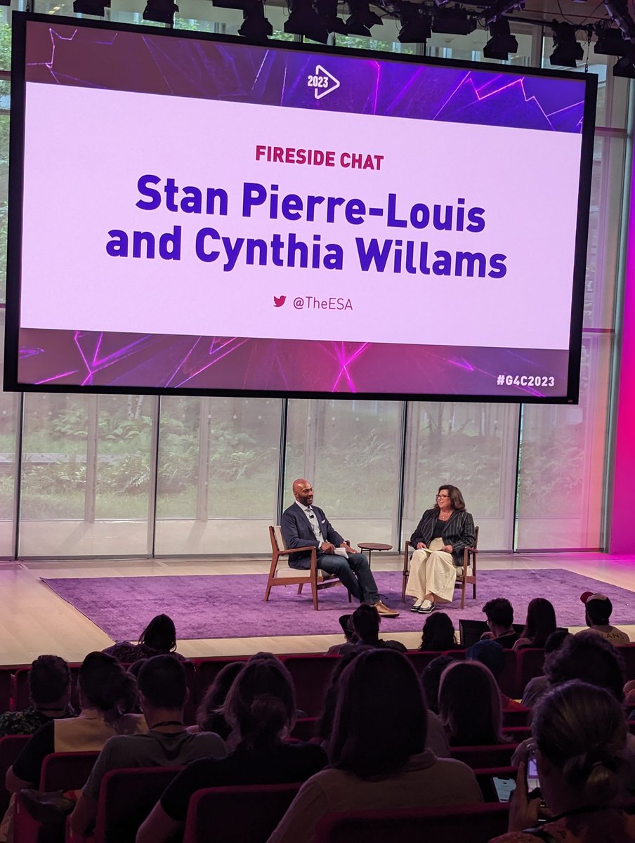 Elizabeth Newbury (@enewb) on Twitter photo Rolling the dice now with Stan Pierre-Louis (<a href="/theESA/">Entertainment Software Association</a>) and Cynthia Williams (<a href="/Wizards/">Wizards of the Coast</a>) and discussing the power of play and audience #G4C2023 Rolling the dice now with Stan Pierre-Louis (<a href="/theESA/">Entertainment Software Association</a>) and Cynthia Williams (<a href="/Wizards/">Wizards of the Coast</a>) and discussing the power of play and audience #G4C2023