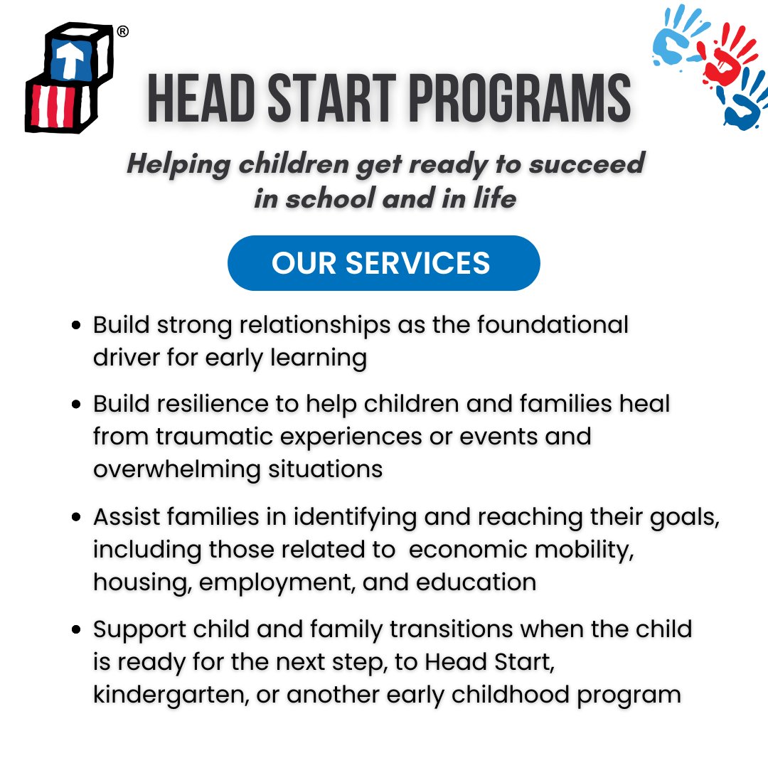 HeadStartgov's tweet photo. Head Start programs deliver services to children and families in core areas of early learning, health, and family well-being while engaging parents as partners every step of the way. Discover what we offer: https://t.co/4favSjq9Lp https://t.co/pD0HbnorFx