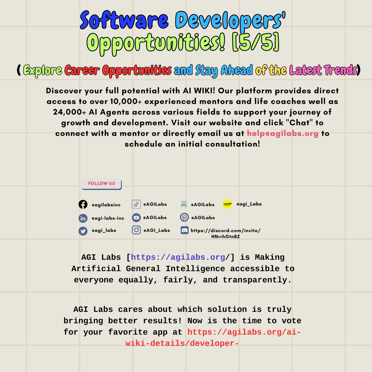agi_labs's tweet image. Embrace the future of tech! 💡💻 Pursue roles in emerging technologies like AI, blockchain, or cloud computing. Drive innovations, solve complex problems, and be at the forefront of tech advancements. #DeveloperOpportunities #TechInnovators