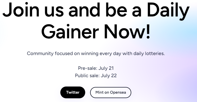 DailyGainerzCl's tweet photo. You can find upcoming sites that we are on from our website! π
Here is the link: https://t.co/693UJ2208D
#NFTGiveaways #NFT #NFTLotteries #NFTComnunity #NFTs #NFTsales #NFTshill https://t.co/meFtEql7xT