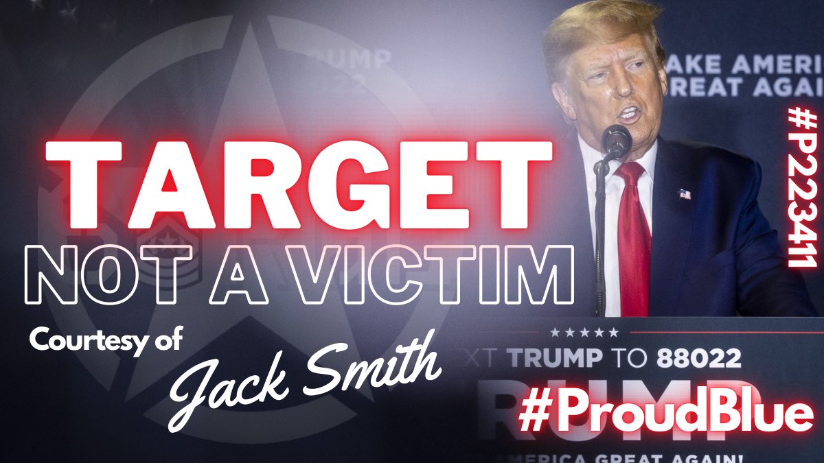 oldsargepap's tweet photo. Trump says he’s received a target letter from special counsel Jack Smith’s Jan. 6 investigators; It’s the clearest sign yet that Smith is closing in…#Target45
#TruBlue #DemVoice1 #ONEV1 Z24 #DemCastFL #ProudBlue #VetsResist https://t.co/9qzKAlqeK2