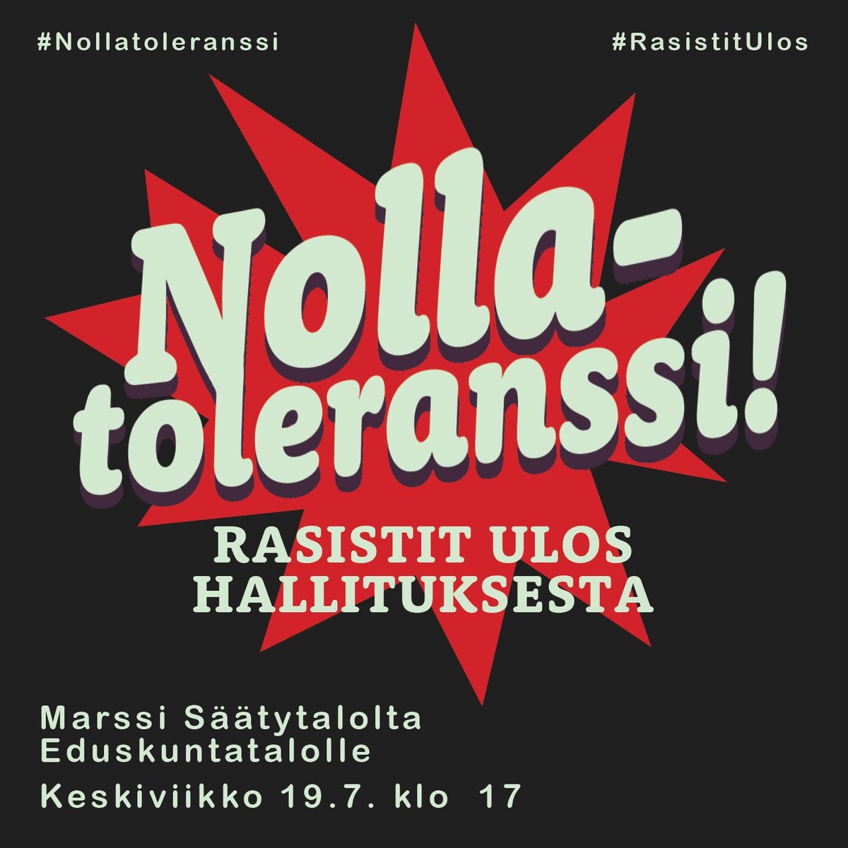 NCDKfi's tweet photo. NCDK tukee Nollatoleranssi-demoa. Nähdään marssilla Säätytalolla huomenna klo 17.
#NollaToleranssi #RasistitUlos

Demon jälkeen tervetuloa Rojavan vallankumouksen vuosipäivän juhlaan, joka alkaa klo 18 Malmin työväentalolla. https://t.co/GfSrl89G1V