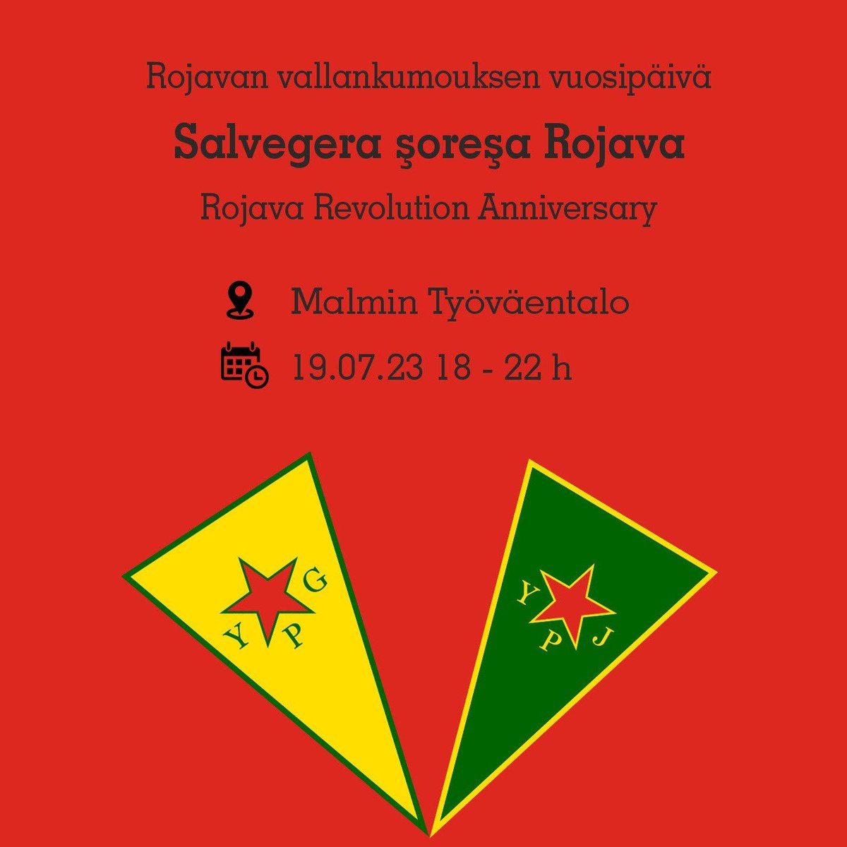 NCDKfi's tweet photo. NCDK tukee Nollatoleranssi-demoa. Nähdään marssilla Säätytalolla huomenna klo 17.
#NollaToleranssi #RasistitUlos

Demon jälkeen tervetuloa Rojavan vallankumouksen vuosipäivän juhlaan, joka alkaa klo 18 Malmin työväentalolla. https://t.co/GfSrl89G1V