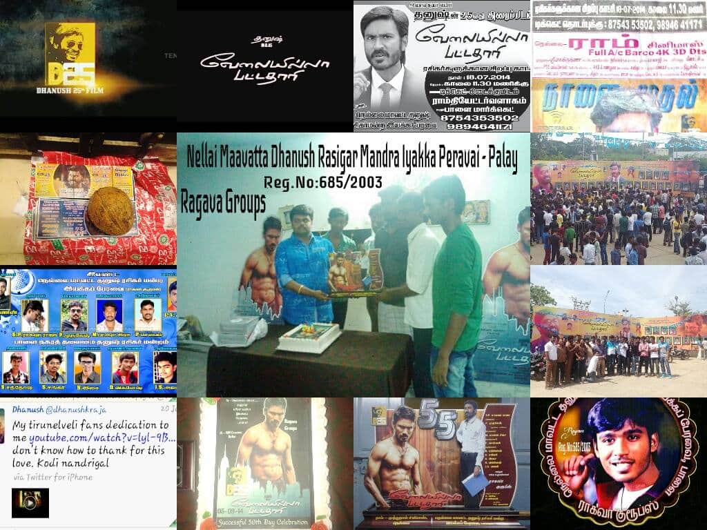 RagavaRajaSP's tweet photo. #9YearsOfBlockBusterVIP - Thalaivar @dhanushkraja Real Blockbuster of the year 2014 - #VelaiIllaPattadhari #D25 @RamCinemas @RagavaGroups @Tirunelveli 💥🙌 https://t.co/V0nTmcPeCR
