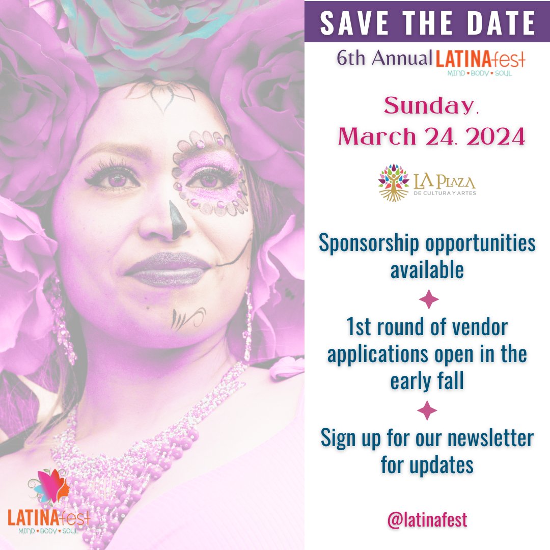 #LATINAFest will take place on Sunday, March 24, 2024, at <a href="/LAPlazaLA/">LA Plaza de Cultura y Artes</a>! Sponsorship opportunities are available. If you're interested in being a sponsor, email latinafestevents@gmail.com.

Don't miss our updates! Sign up for our newsletter at gmail.us20.list-manage.com/subscribe?u=9c…