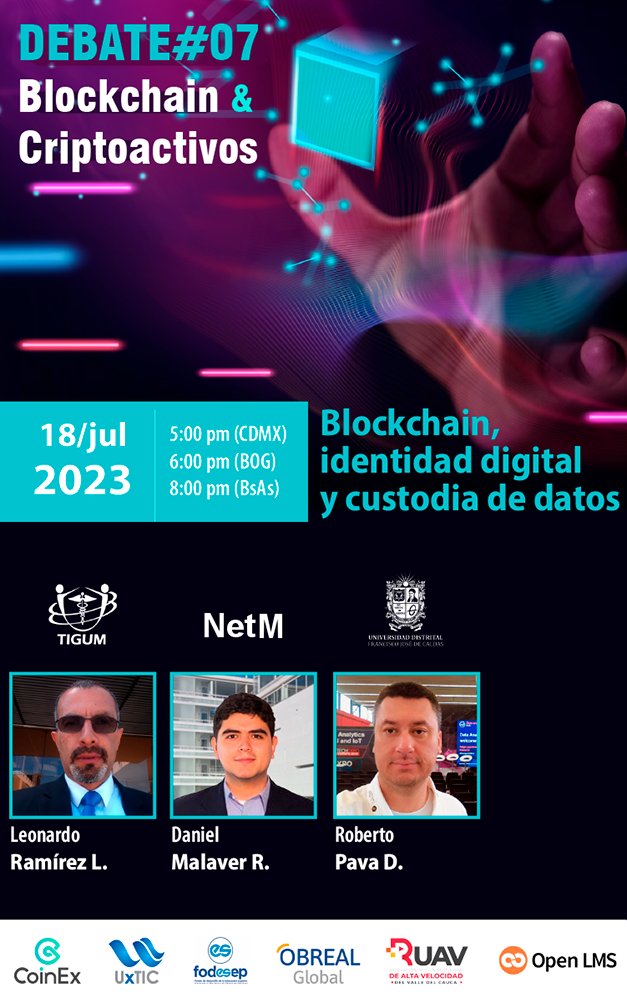 🚀 #Hoy, debate #7 sobre Blockchain, identidad digital y custodia de datos.

Apoya <a href="/CoinExSpanish/">CoinEx Spanish</a>

 📷 Zoom: us06web.zoom.us/j/82095079976?…
📷youtube.com/@RedUxTIC/stre… 

#Blockchain #Criptomonedas #Data #IdentidadDigital #CoinEx #Mexico #Argentina #Panama #Colombia