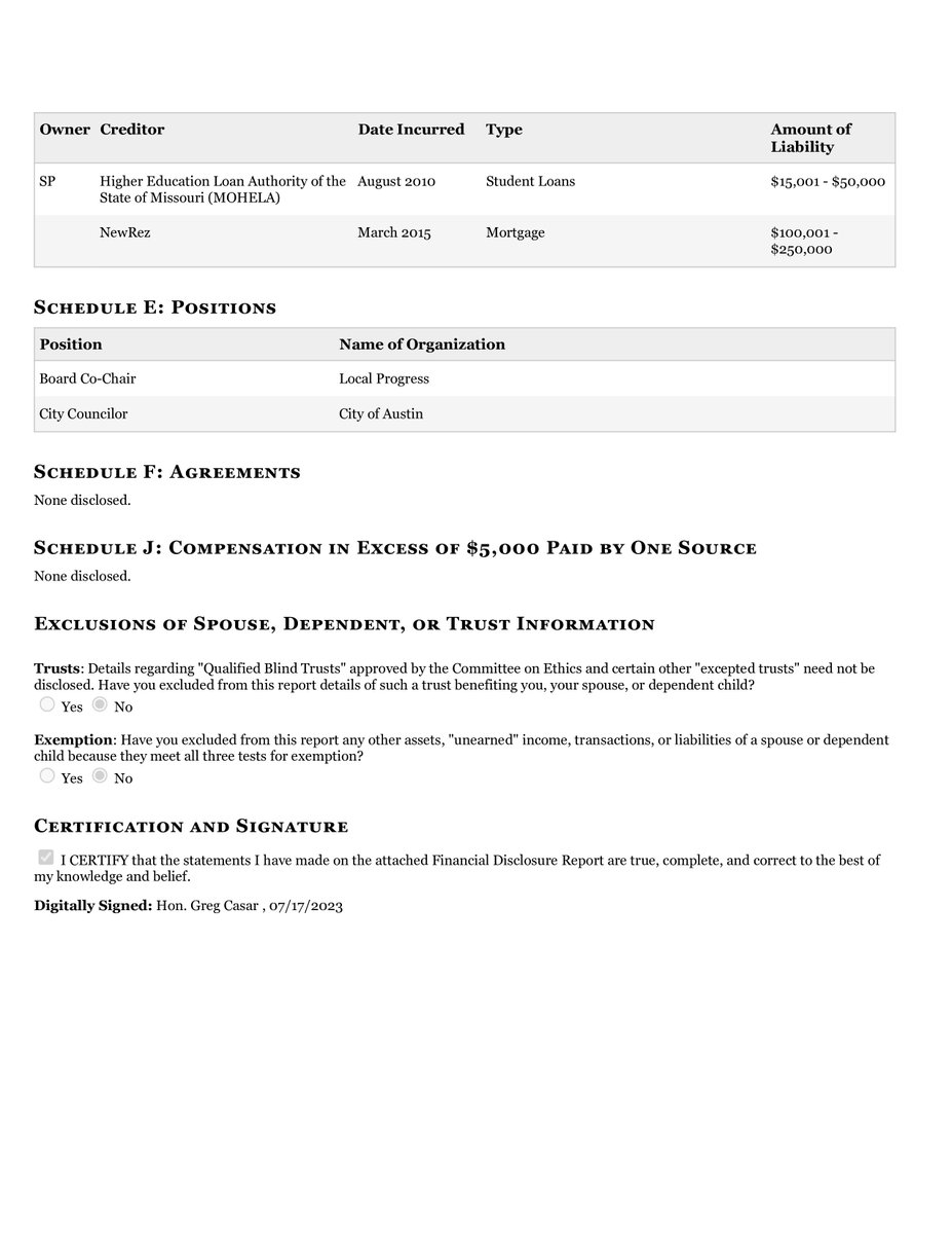 CongressionalFD's tweet photo. Casar, Hon.. Greg
        2022
        Office: #TX35
        Filing Type: New Filer
        #Texas
        #usa #congress #financialdisclosure https://t.co/rJXlgdz63k