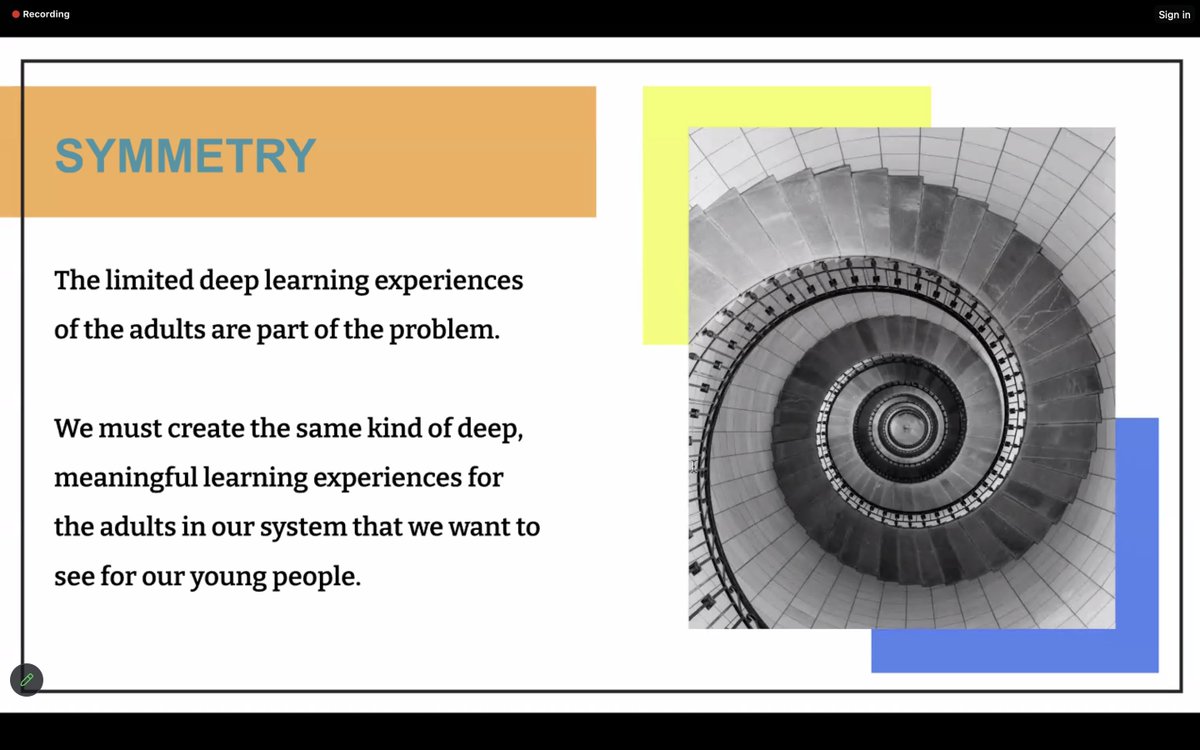 To change the student experience, we must also focus on changing the adult experience. #symmetry 

Quality professional learning matters to student success.

#KYDL #ConnectGrowServe