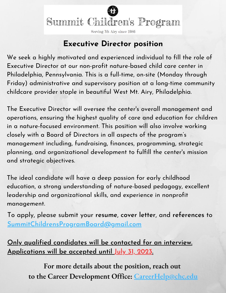 CHCCareerDev's tweet photo. #CHCJobOpportunity https://t.co/iAaXobFJ7k