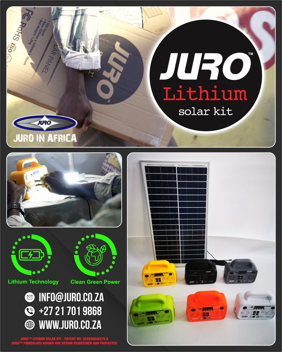 JuroTradingSA's tweet photo. At  Juro™ we offer a range of products from Juro™ Fibreglass Kiosks and  Juro™Solar Kits to Hawkers Trolleys and much more. Get in touch with us  today to find out more. Info@juro.co.za or visit our website at https://t.co/PB0rYFVgwe https://t.co/KkKeU3wCL0