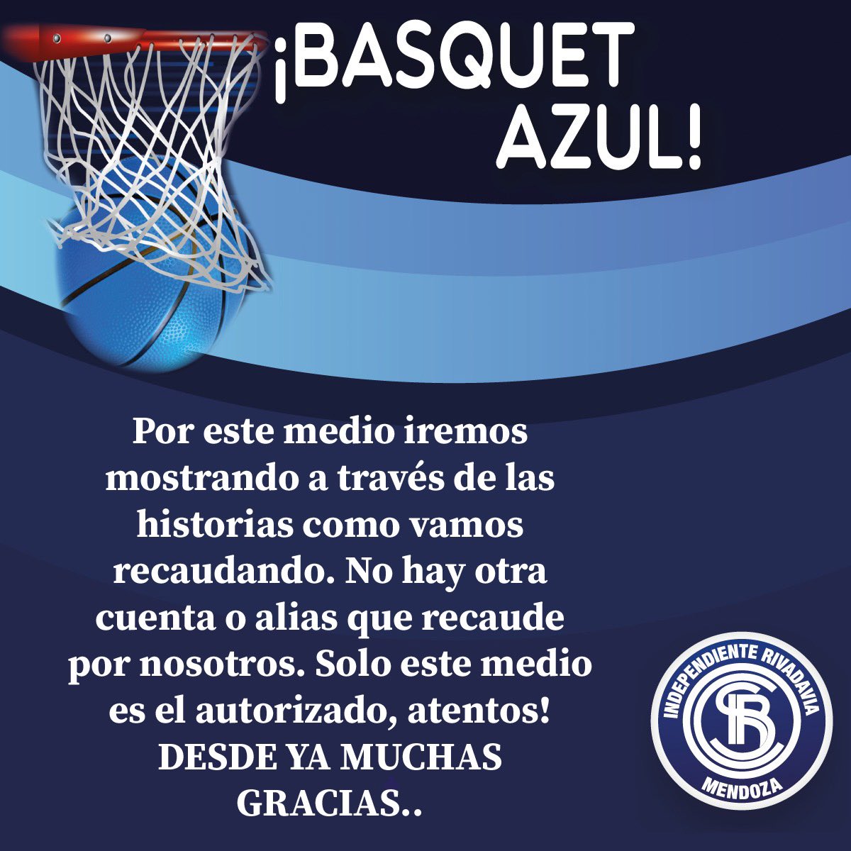 Arrancamos la vuelta!! Juntos somos más!! Abel Alberto Gonzalez Ponce CVU: 0000003100082963186195 Alias: Basquet.csir