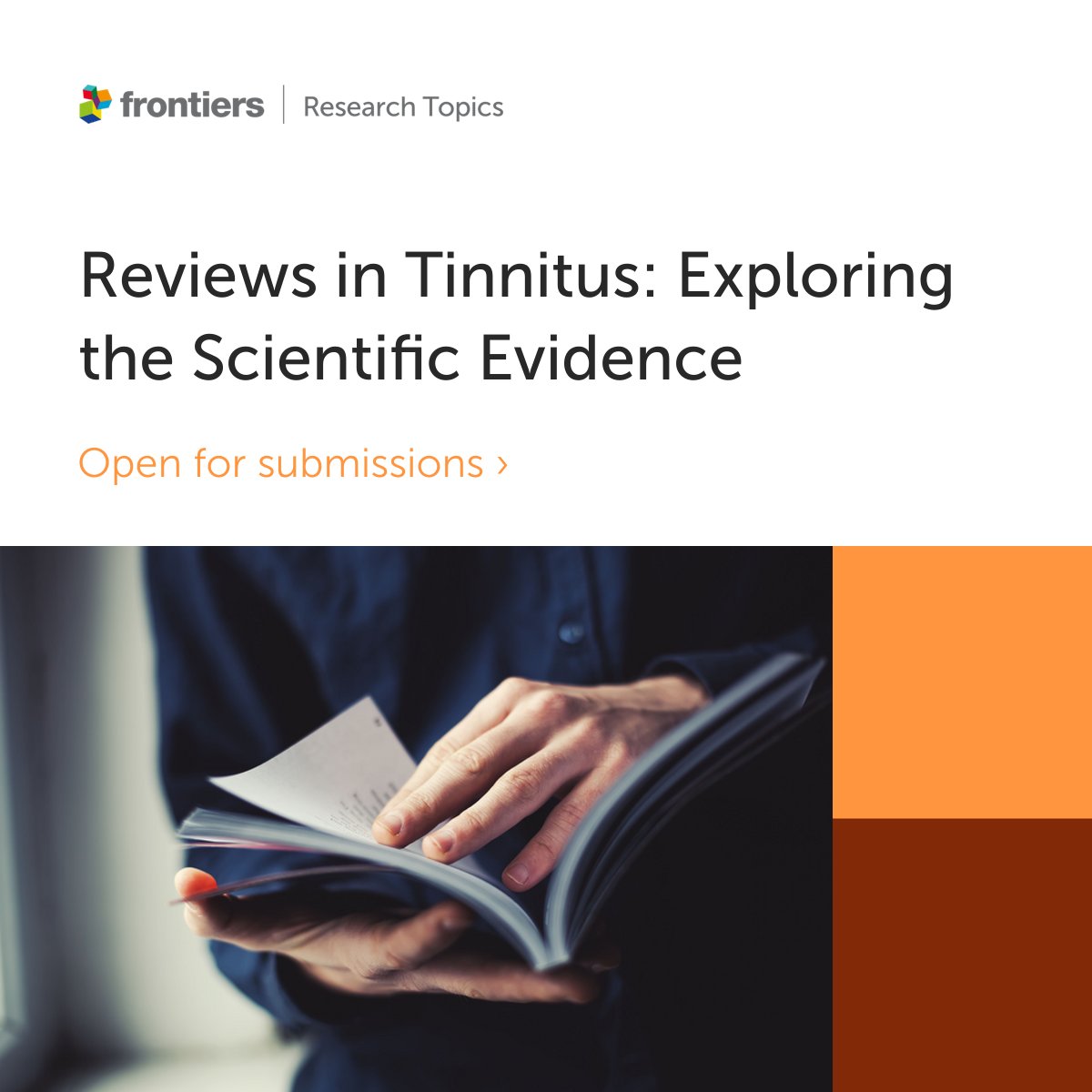As #tinnitus research grows, reviews play an increasingly important role in synthesizing and translating the evidence into meaningful patient outcomes. Consider submitting your scoping review, systematic review, or meta-analysis to this research topic! #submit #reviews