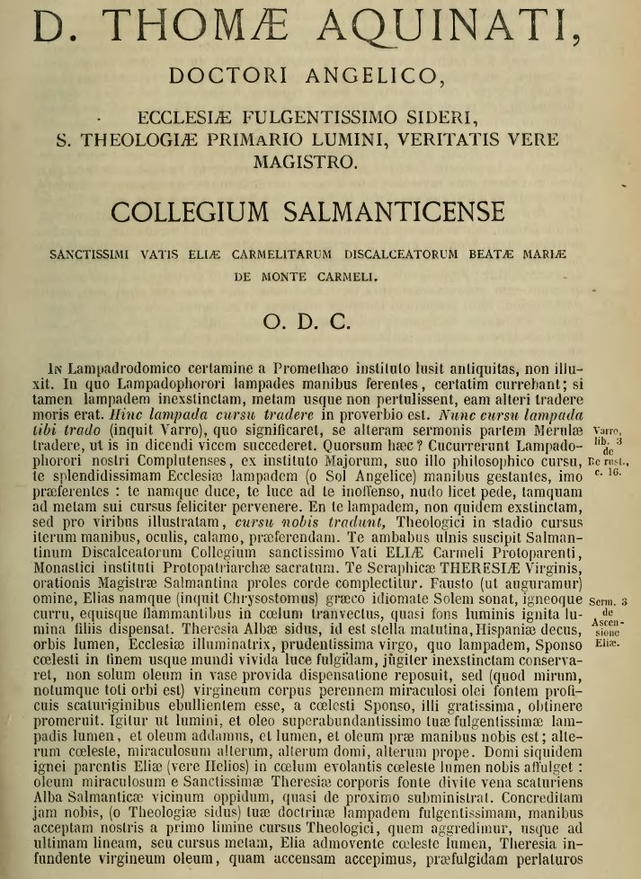 FrDylanSchrader's tweet image. In honor of the 700th anniversary of the publication of the bull canonizing St. Thomas Aquinas, the encomium and invocation of St. Thomas from the beginning of the Cursus Theologicus by the Salmanticenses, his most faithful disciples:
#Latin #Aquinas