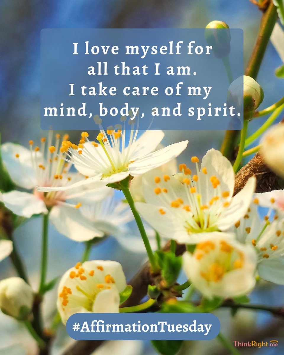 Your Tuesday affirmation: 'I love myself for all that I am. I take care of my mind, body, and soul.' Speak it, feel it, embody it. Self-love is the greatest revolution 🌈💖

#TransformationTuesday #SelfLove #affirmation  #LoveYourself #SelfCare #Tuesday #Mindfulness #InnerPeace