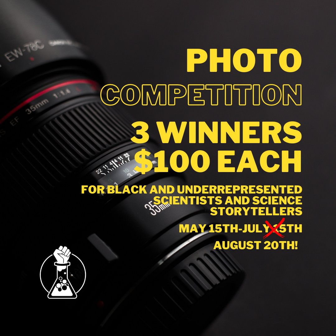 TheBSCI's tweet image. B-SCI is extending the deadline for our Photo Competition until Aug 20th! Submit a photo and 500 word description to B-SCI.org to be a $100 winner! Learn more or reach out on B-sci.org!

#BScientists #Blackandstem #science #STEM #photography #scicomm