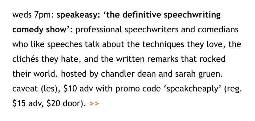 SpeakEasy is TOMORROW! The loyal readers of The Skint will be there. Will you???

caveat.nyc/events/west-wi…