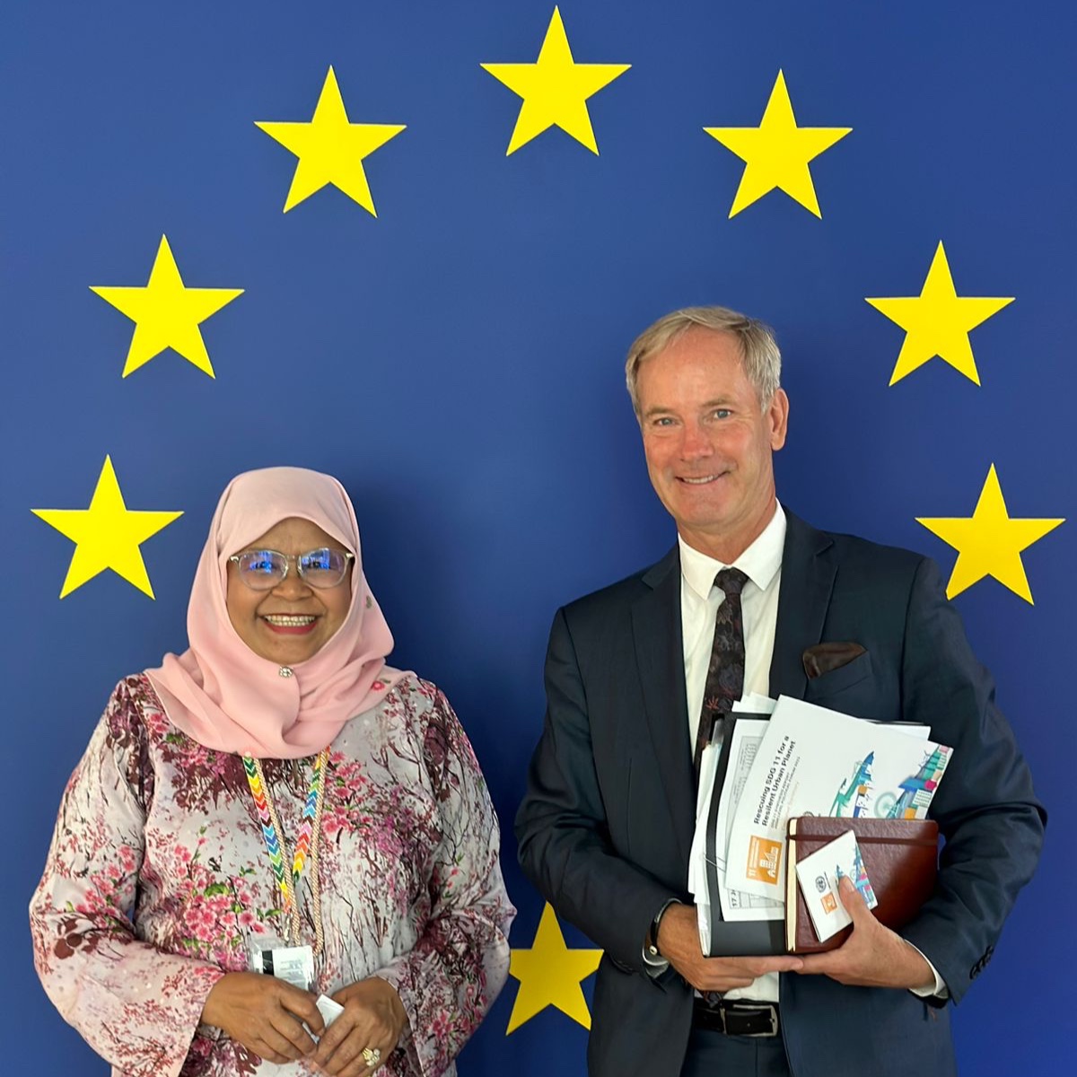 Delighted to meet Amb. @OlofBSkoog, Head of EU 🇪🇺 Delegation to UN 🇺🇳. We welcome UN/EU high-level dialogue to identify ways to join forces to address the most pressing issues, #SDGLocalization. We have 7 years to accelerate progress and meet #SDGs, especially #SDG11