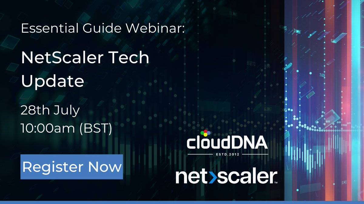 cloudDNA's tweet photo. Essential Guide: @NetScaler Tech Update webinar
@NetScalerTaylor & guests from NetScaler will make you think about hybrid cloud service delivery in a completely different way
Register Now > https://t.co/lfvjiVkjpD
#EssentialGuide #NetScaler #NetScalerRocks #HybridMultiCloud https://t.co/nDnrcy2TeB