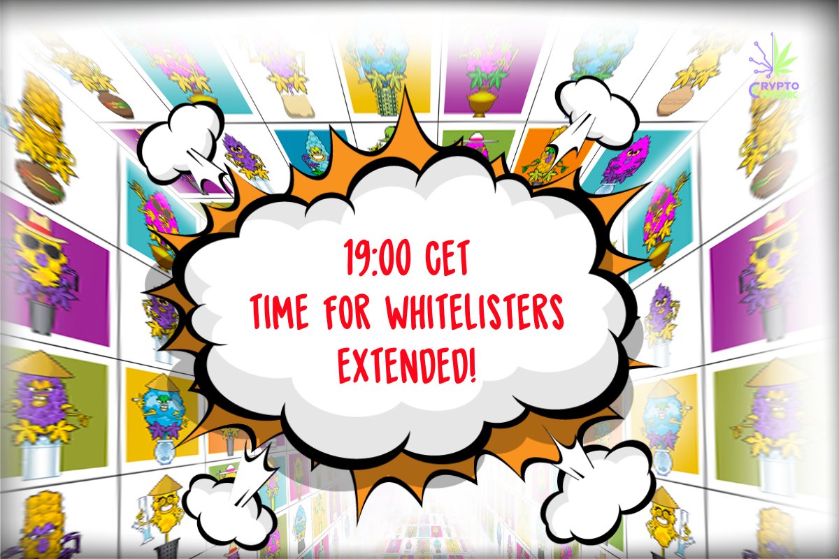 CryptoChronic1's tweet photo. โผAttentionโผ
All Whitelist members can mint the CryptoChronic NFT today until 19:00! ๐ฅ
#CryptoChronic #NFT https://t.co/E8ZMwhwlgn