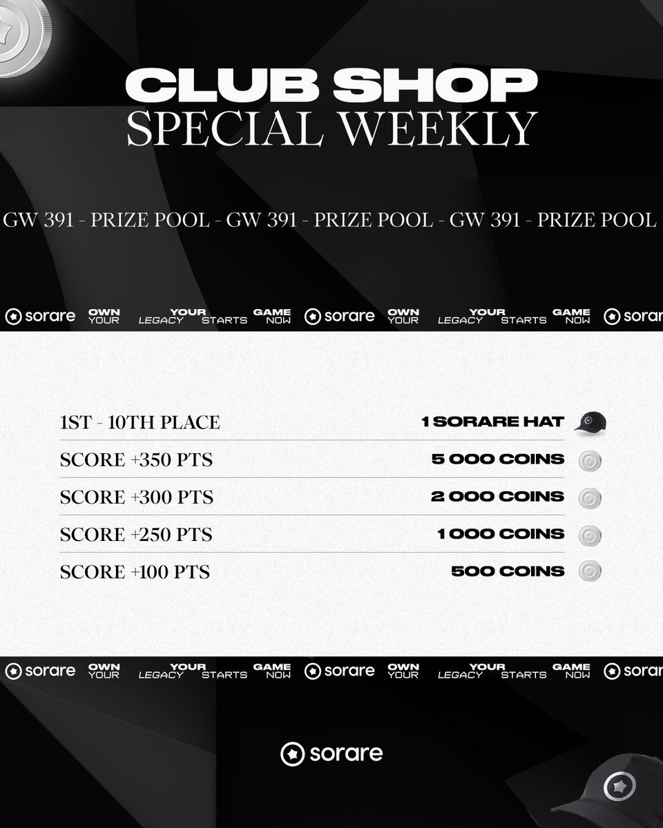 Introducing our 1st 𝗖𝗹𝘂𝗯 𝗦𝗵𝗼𝗽 Special Weekly. 🪙

Starting with the newly launched Latin American cards. Build your lineup, strengthen your squad, and try to win as many 𝗖𝗼𝗶𝗻𝘀 as possible... + Sorare Hats 😍! 

Isn’t it the best timing to be prepared for the next