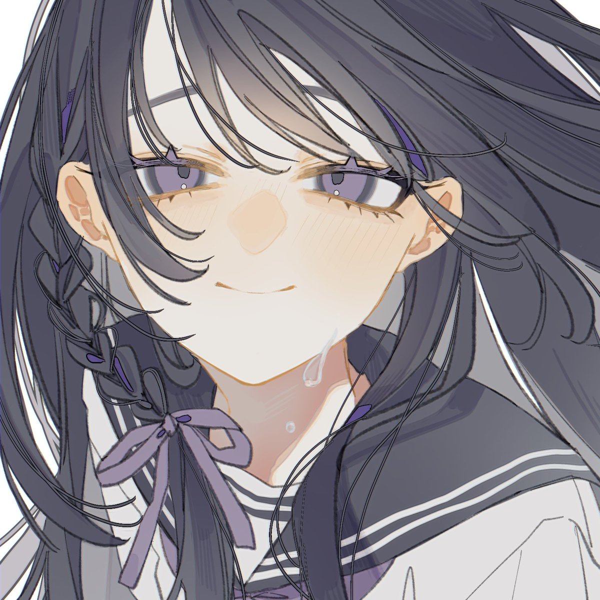 1girl solo long hair purple eyes smile school uniform purple neckerchief  illustration images