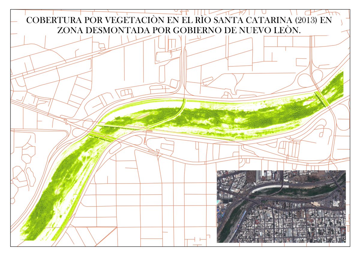 tonyo_hernandez's tweet photo. En 2013 el área desmontada del río Santa Catarina tenía vegetación y el Atlas de Riesgo no la identificaba como zona inundable.  

4 años después la UANL estableció que todo ese crecimiento vegetal debía ser eliminado. 

¿Qué cambió en la cuenca para justificar la tala completa? https://t.co/86X86tkDK0
