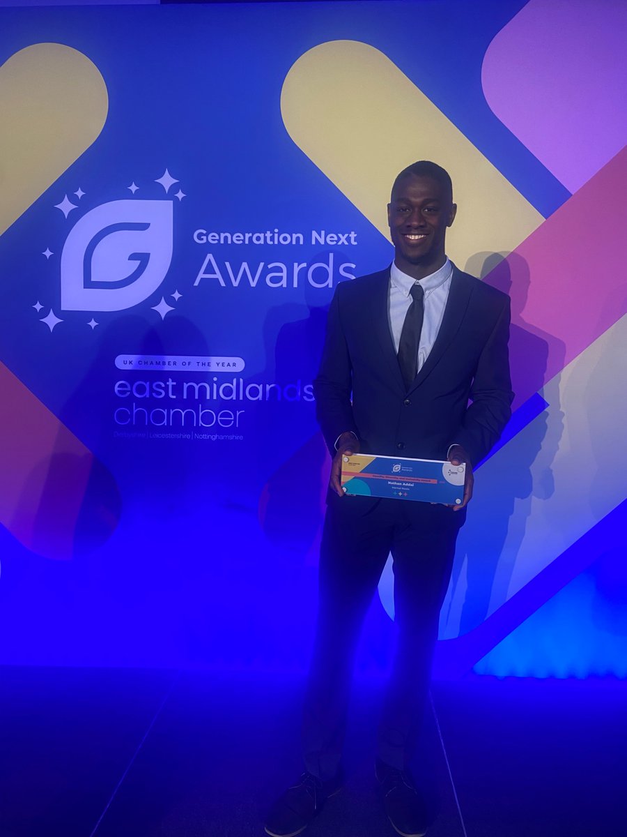 Congratulations to @DerbyUni alumni Nathan Addai who won the @EMCGenNext Equality, Diversity and Inclusivity Award for his creative work designed to educate on and empower mental health in underrepresented communities. 🏆 Great achievement. 👏 @mentalrootspod #GNAwards