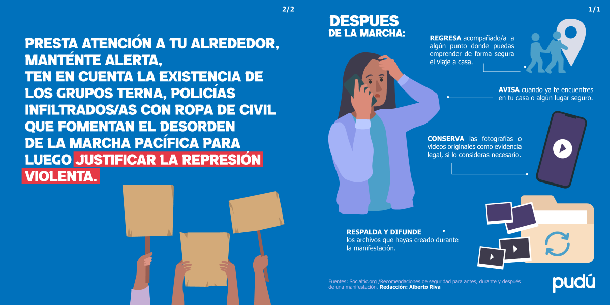 pudu_ilustrado's tweet photo. @gian_fiorini @claudiamirosska @anajarav @ItsBaomond @Palomavc @Ugolotti @promsex @CMPFloraTristan @amnistiaperu 🚨 Ante la #CrisisEnPerú demandamos construir el diálogo y poner fin de inmediato a todos los actos violentos de las fuerzas del orden. 
Y si te sumas a las movilizaciones sociales, ten en cuenta estas recomendaciones.  #19J #ProtejamosLaProtesta 
#Pudú | https://t.co/9CEmYWDlFo https://t.co/gtZyonRP25