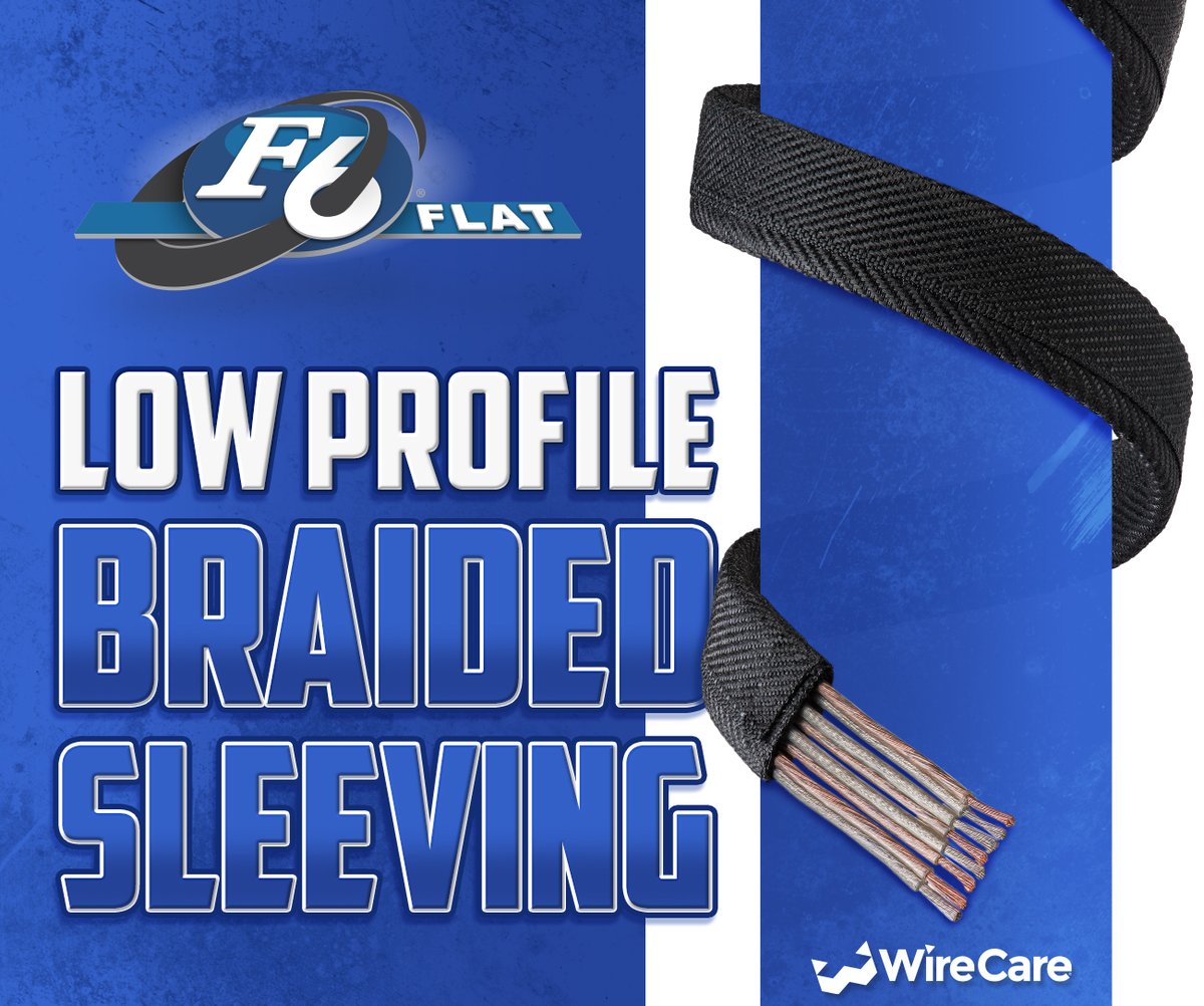 wirecare's tweet image. F6® Flat offers a uniquely low profile braided sleeving solution for protecting wires in areas where space constraints restrict the use of traditional sleeving. #WireCare #BraidedSleeving #TechflexSleeving #WireProtection #CableManagement