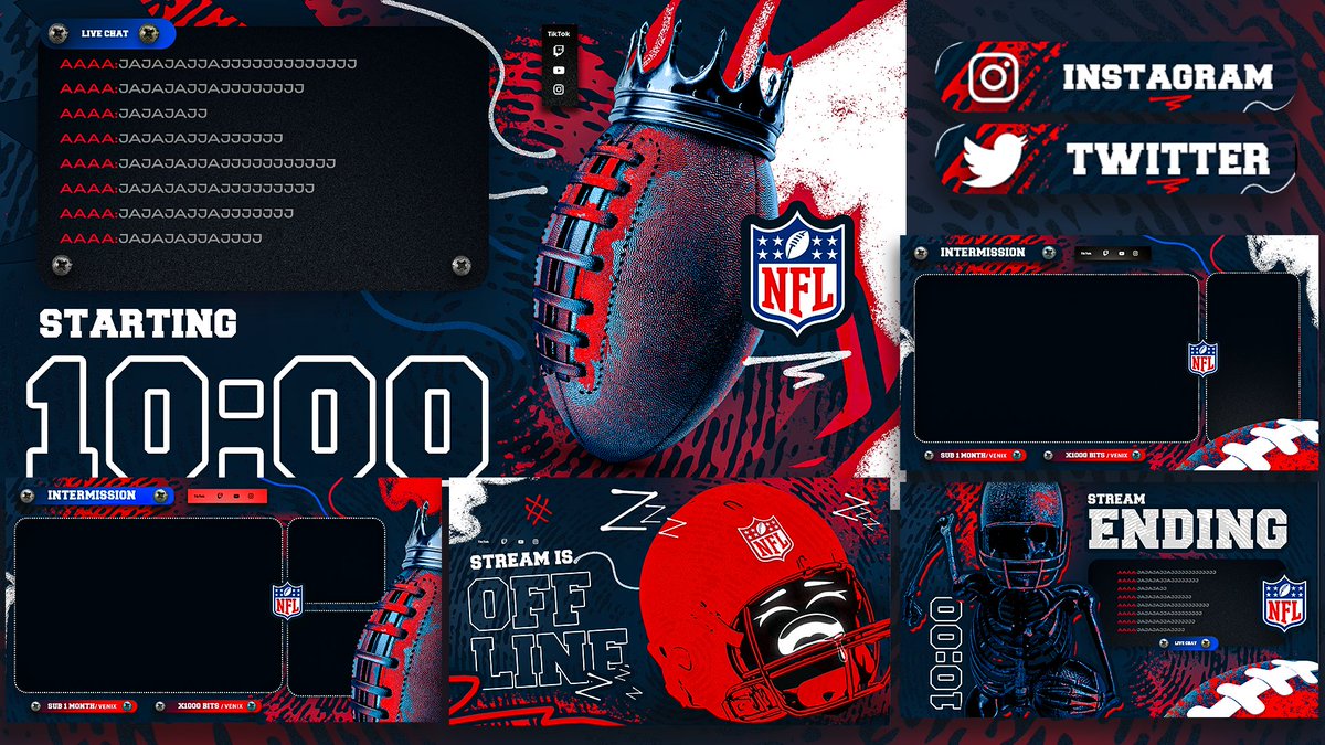 Some Stream Assets that I made for <a href="/NFL/">NFL</a>
Support is appreciated!  

- More stream graphics here: be.net/gallery/116901…