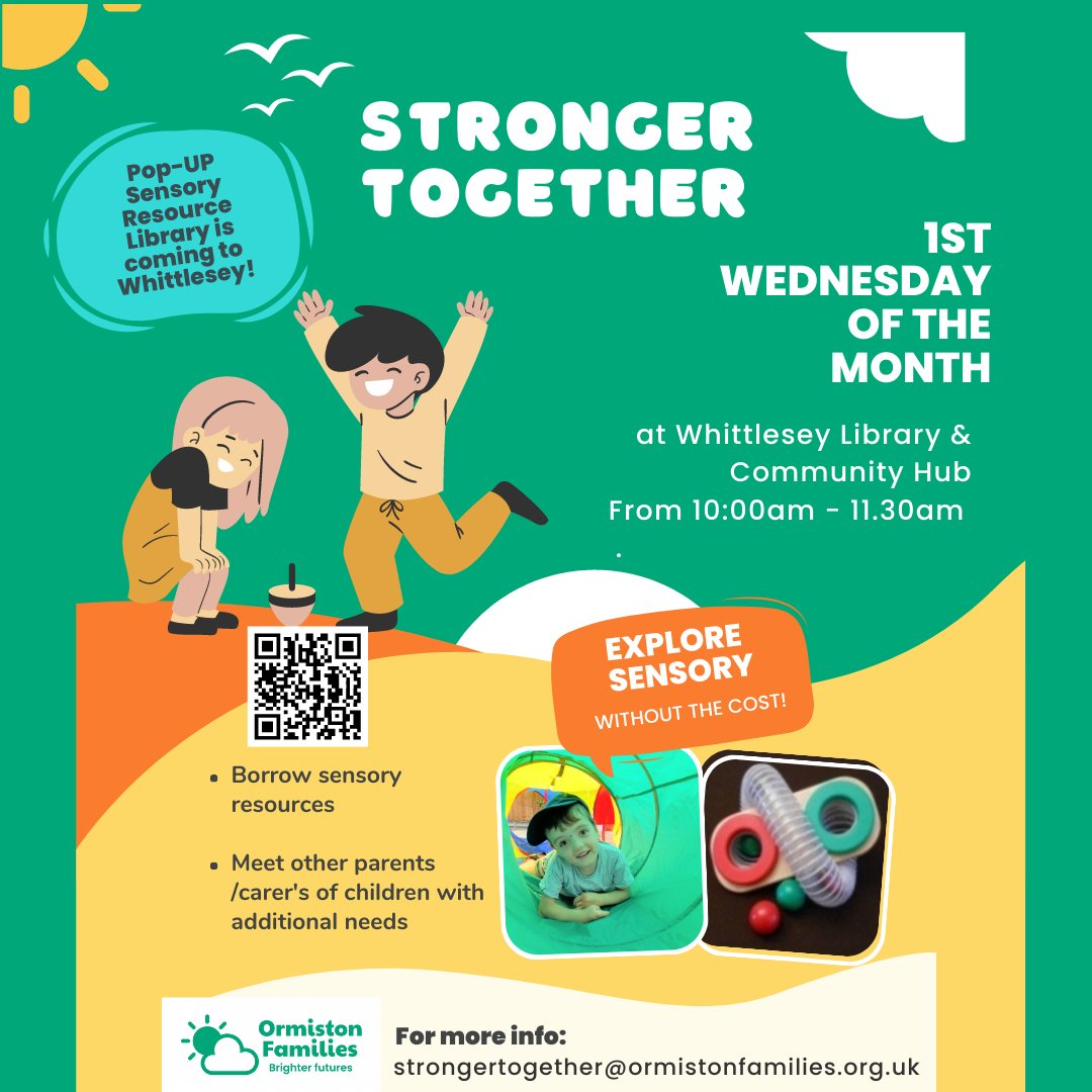 Pinpoint Cambs (@pinpointcambs) on Twitter photo Introducing Ormiston Families Sensory Resource Library! Free for families with children with additional needs or disabilities and early years settings. Borrow up to 3 items for 4 weeks. #SensoryLibrary #InclusiveEducation #SupportingFamilies #OrmistonFamilies
<a href="/ormistonfamily/">Ormiston Families</a> Introducing Ormiston Families Sensory Resource Library! Free for families with children with additional needs or disabilities and early years settings. Borrow up to 3 items for 4 weeks. #SensoryLibrary #InclusiveEducation #SupportingFamilies #OrmistonFamilies
<a href="/ormistonfamily/">Ormiston Families</a>
