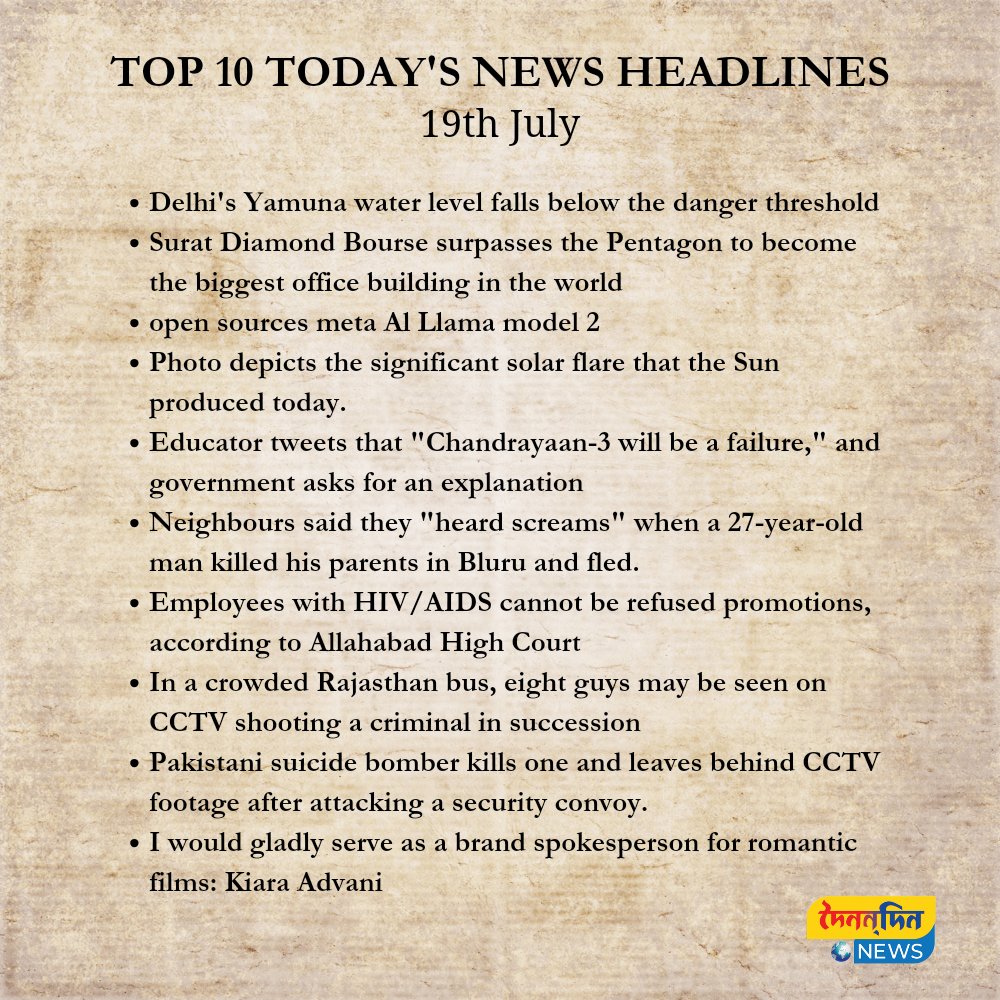 DoinandinN's tweet photo. TOP 10 TODAY'S NEWS HEADLINES
19th July
#news #doinandin #19july2023 https://t.co/DWvS0XB5Oo