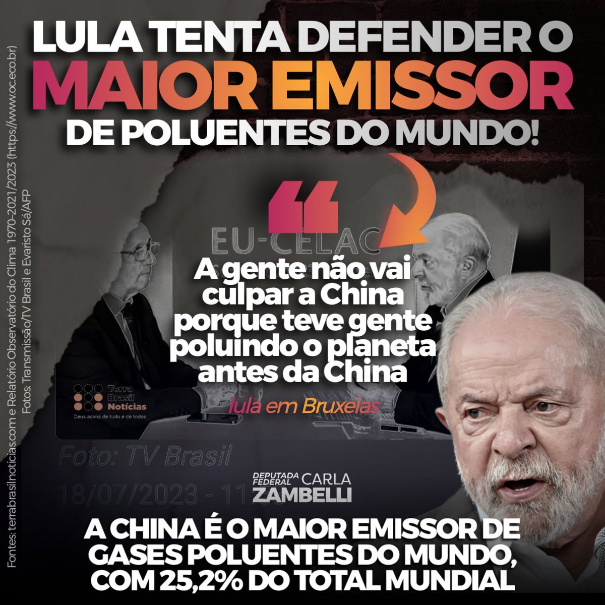 ZambelliCarla_'s tweet photo. Mais uma vergonha para a conta de vexames internacionais de lula. Para quem se faz parecer um grande 'defensor do meio ambiente'...

Fontes: https://t.co/Re7sxHZl71

Relatório Observatório do Clima 1970–2021/2023 
(https://t.co/UNGekCI7j4) https://t.co/8AFEdV6at3