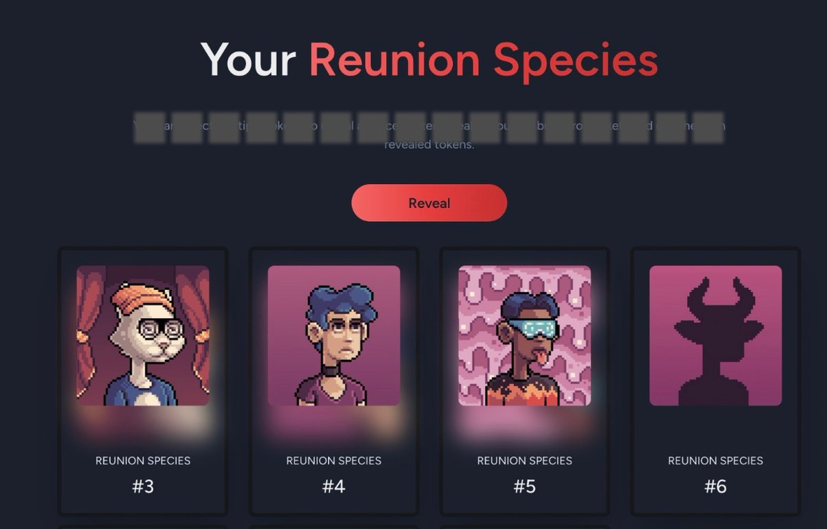 Reunion Species has many notable features! 🔥

We're excited to add the ability to reveal multiple characters per NFT, in a collection holding over 10 different species types.

While each RSP NFT initially drops as a PFP , they will soon integrate into our immersive MMO RPG,