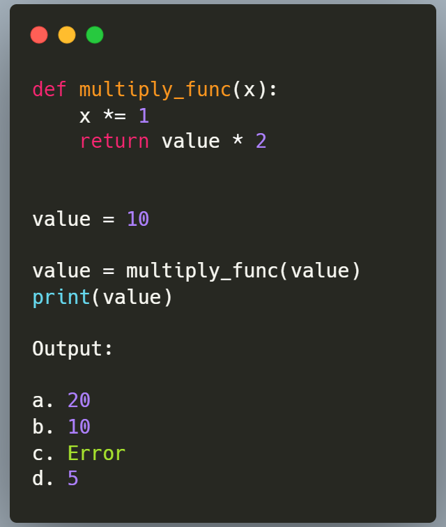 RealBenjizo's tweet photo. Python Question;

What is the output of this code, and why?🤔🤔