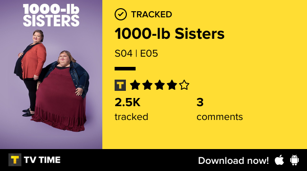 StephGray1995's tweet photo. I've just watched episode S04 | E05 of 1000-lb Sisters! https://t.co/1laaOK1mQi #tvtime https://t.co/Uxa1Zbznjr