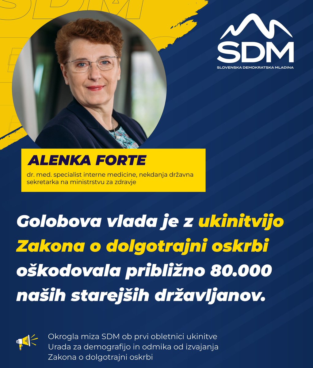 .<a href="/AlenkaForte/">Alenka Forte</a>: Po Zakonu o dolgotrajni oskrbi, ki je bil sprejet v času vlade <a href="/JJansaSDS/">Janez Janša</a>, bi že od 1. 1. 2023 vsi oskrbovanci domov za starejše plačevali le še namestitev, oskrbe pa ne več. Golobova vlada je izvajanje zakona preložila na leto 2025. S tem so bili oškodovani vsi