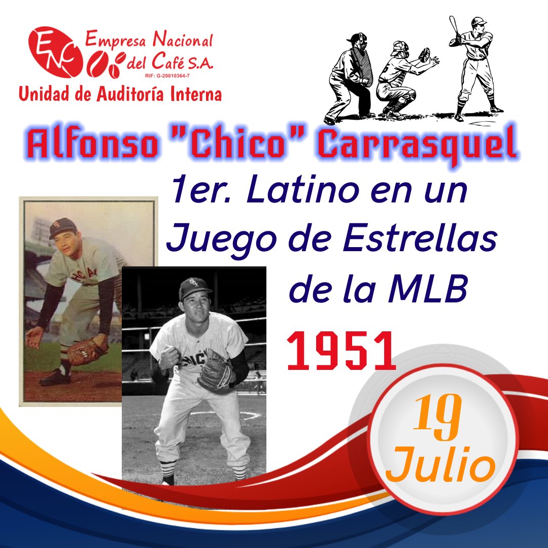 UAIEncafe's tweet photo. El 19 de julio de 1951, el beisbolista venezolano Alfonso "Chico" Carrasquel se convierte en el primer latinoamericano en participar en un Juego de Estrellas del Béisbol de las Grandes Ligas. #encafe #UAI #Cafevenezolano #cafémadrid #Elpeñón #auditoríainterna #efemérides #Beisbol https://t.co/YBgqicQepF