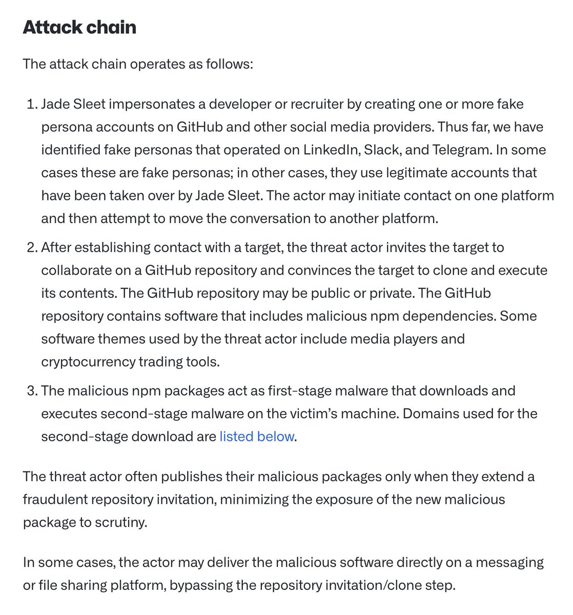 tayvano_'s tweet photo. dprk once again rekting you via the platforms you use: github, slack, tg, npm.

not checking email won't protect you anymore. 😭

admin keys and build/deploy systems gunna end up pwnd by this campaign.

gl &amp; rip.🪦

https://t.co/DYMLHcPv30 https://t.co/PH27lOT48N