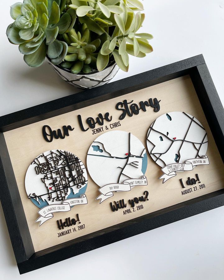 Love is a story that never gets old, and neither does handmade decor! Angelica created a one-of-a-kind keepsake for a couple to capture their beautiful love story in a unique way. Tag your person. 💕 IG: lazarandlightdesignco Bring your ideas to life: bit.ly/3Sn698W