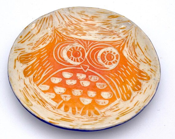 Owl Plate, ceramic dish etsy.com/listing/136808… via @EtsySocial #EtsySocial