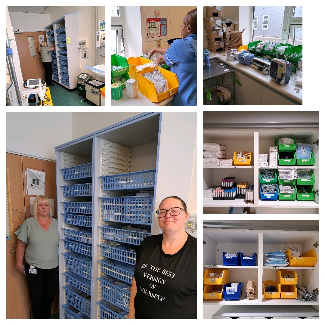 Fab day 2 with #TeamEM Thank you to all the team working hard & to the staff that have shared ideas & joined in to help today. The 5S 'Sort' is in full flow & has already made a huge difference. Next stop Frailty storeroom 😀 #betterNeverStops #UHCWi @HollyRandle6 @MarieFogarty7